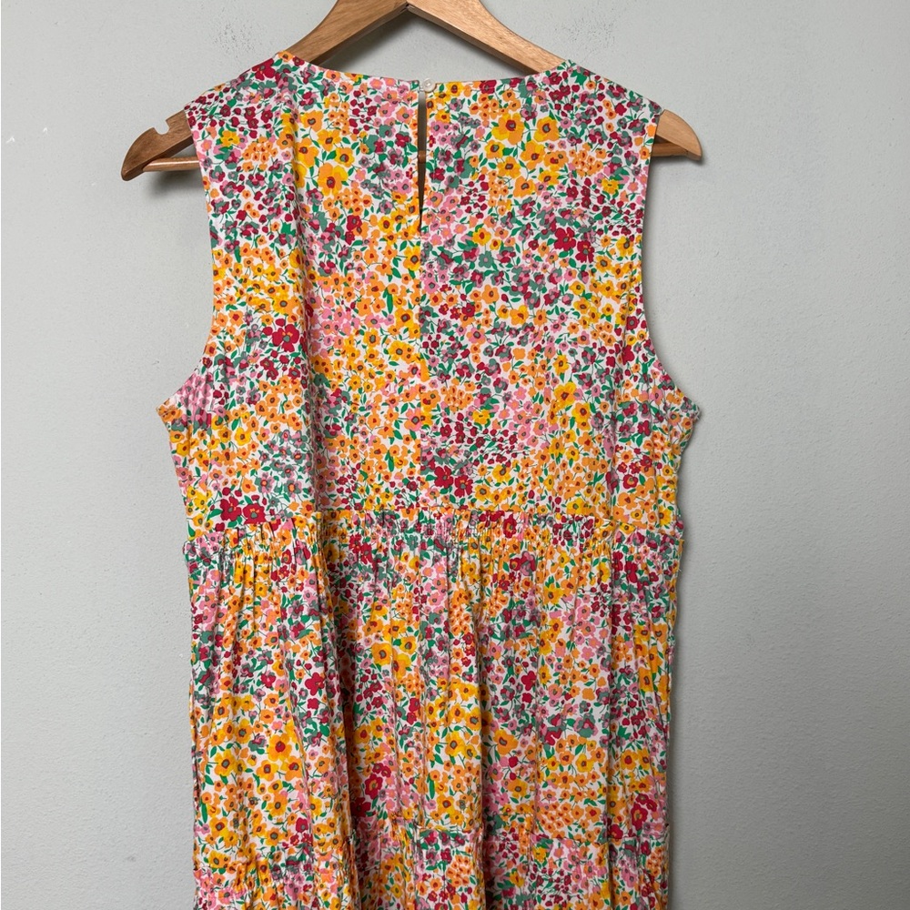 J. Crew Mixed-floral Tiered Midi dress Sleeveless A Line Dress BH899 Size 10 - Picture 7 of 12